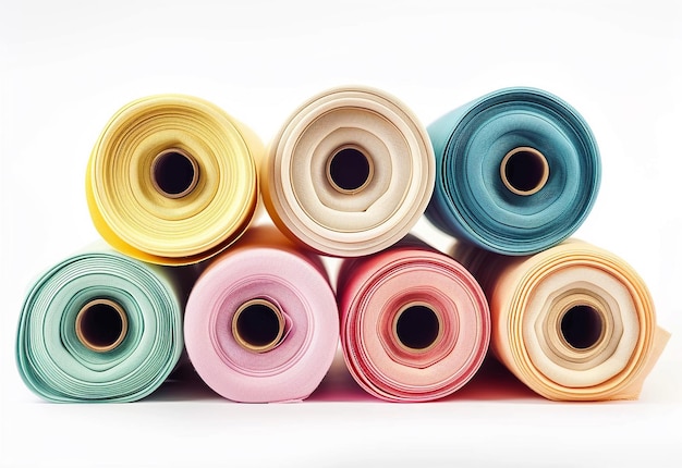 Photo a stack of colored paper towels with a white background