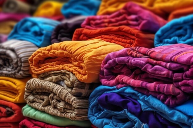 A stack of colorful blankets with the word dupatta on the bottom