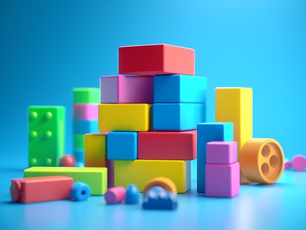 A stack of colorful blocks toys