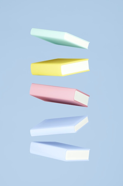 stack of colorful books 3d render