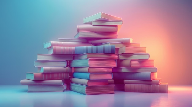 Stack of colorful books copy space World book day concept