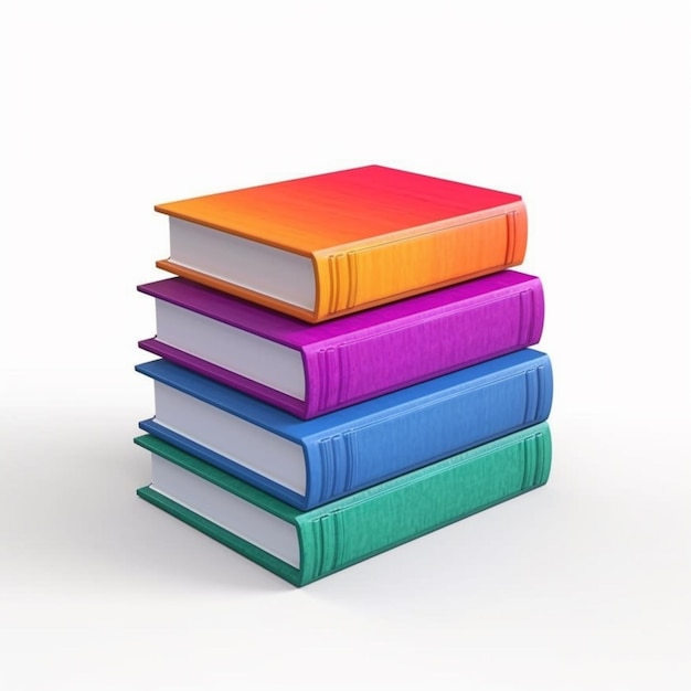 Premium AI Image | A stack of colorful books with one that says 