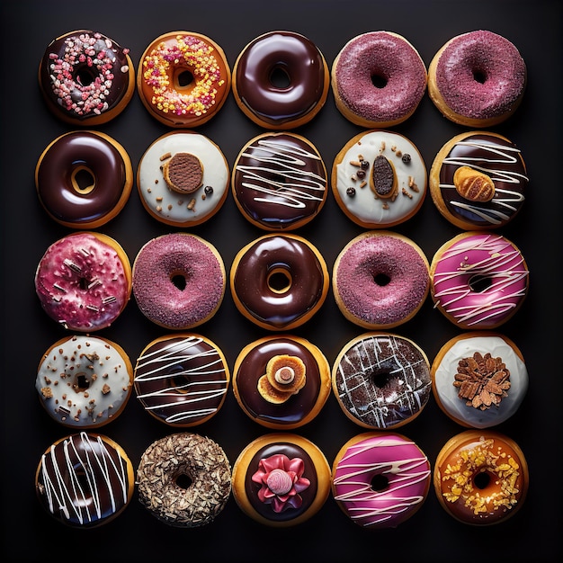 Stack of colorful donuts generated by AI