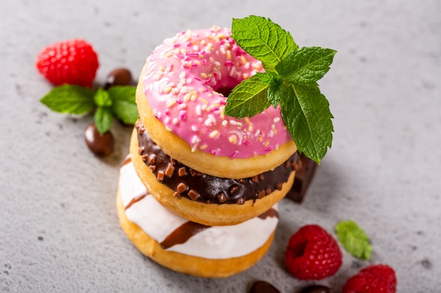 Stack of colorful donuts