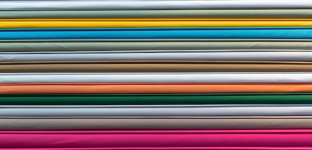 Stack of colorful fabric texture