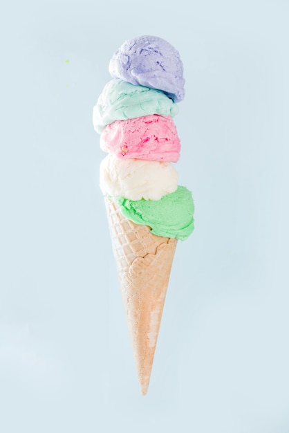 Stack of colorful ice cream scoops