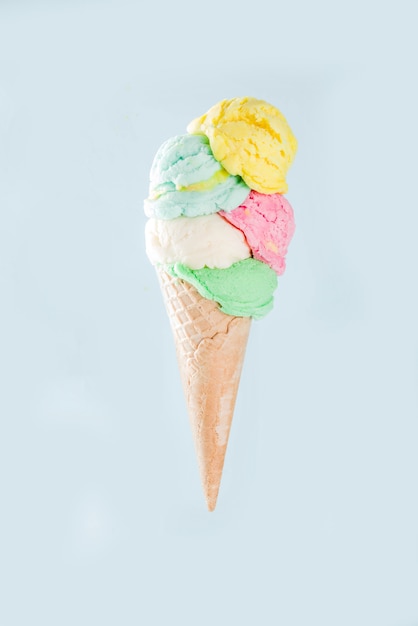 Stack of colorful ice cream scoops