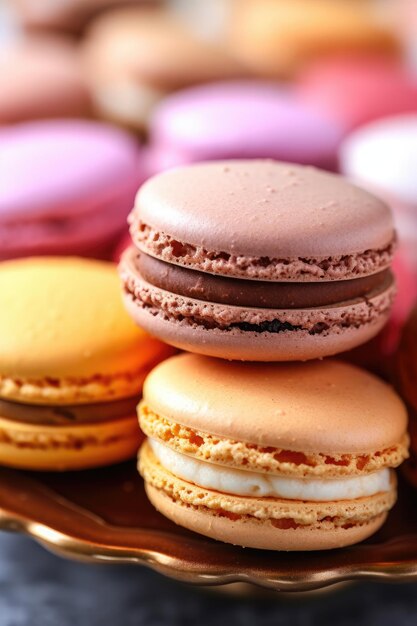 a stack of colorful macaroons