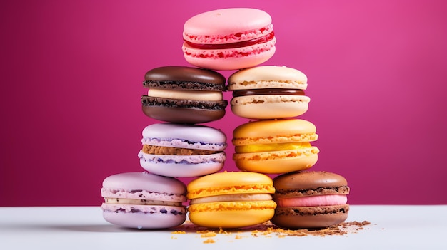 a stack of colorful macaroons