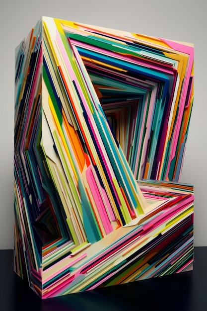 A stack of colorful paper that says " art " on it.