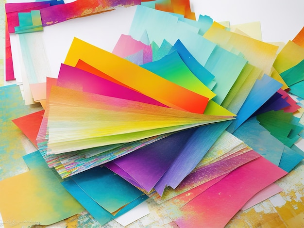 A stack of colorful paper