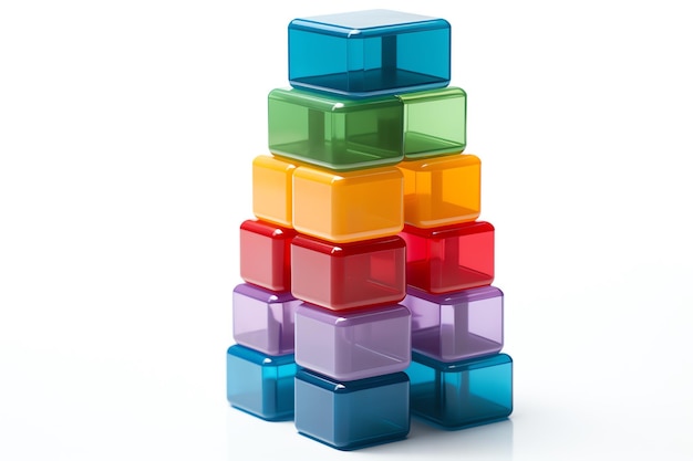 Photo a stack of colorful plastic blocks