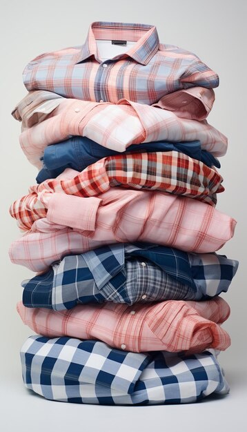 Stack of colorful shirts on a shelf in a store