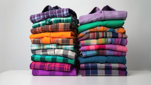 A stack of colorful shirts with the word love on them