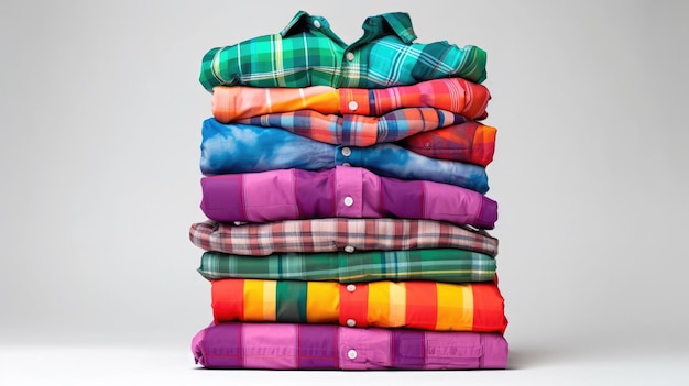 A stack of colorful shirts with the word love on them