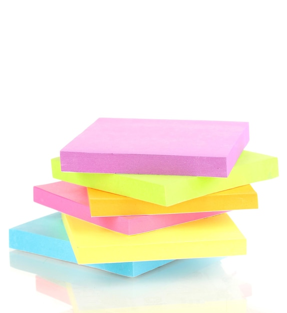 Stack of colorful Sticky Notes isolated on white