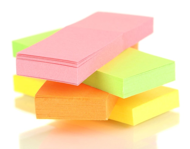 Stack of colorful Sticky Notes isolated on white