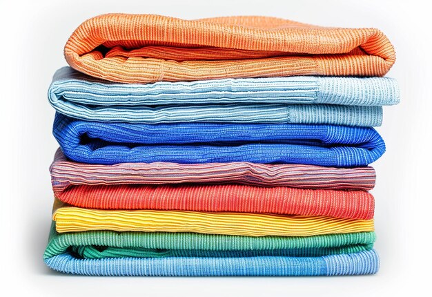 a stack of colorful striped linens with one that says quot no one quot