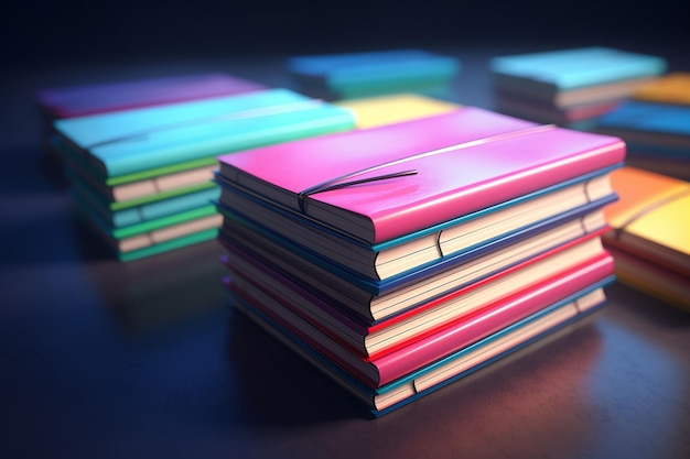 Stack of colorful and stylish notebooks Generative ai