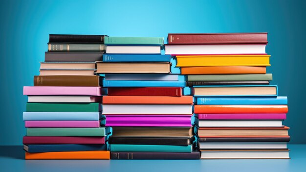 Foto una pila di libri di testo colorati per commemorare il ritorno a scuola