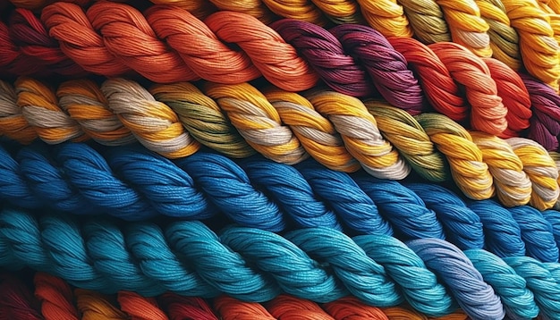 A stack of colorful yarns with the word cotton on the bottom.