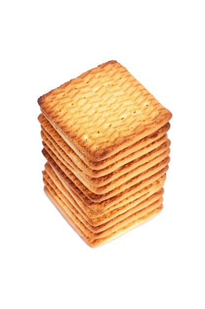 Stack of cookies isolated on a white background. view from above