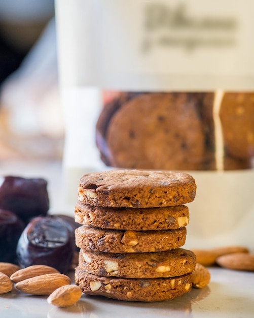 Stack of cookies on a light background