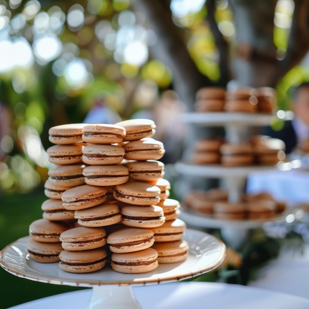 Photo a stack of cookies that are stacked on a plate