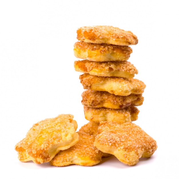 Stack of cookies on white background