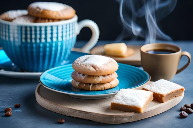 a stack of cookies with steam coming out of it.