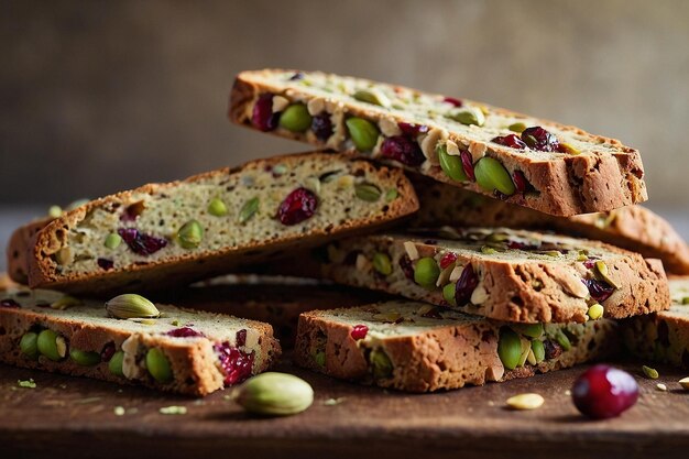 Stack of cranberry pistachio biscotti