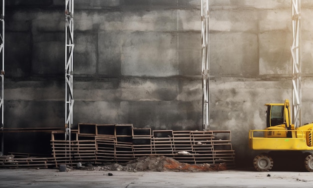 A stack of crates with a yellow one that says " hard work " on the bottom.