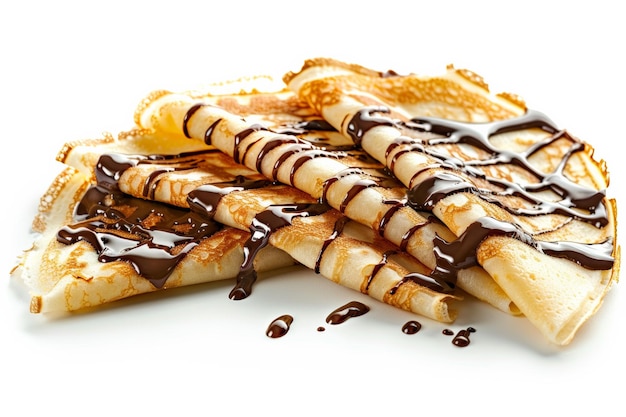 Foto una pila di crepe con gocciolata di cioccolato