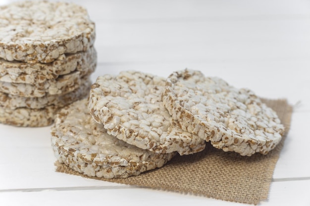 Stack of crispy wheat crackers Natural Diet Bread