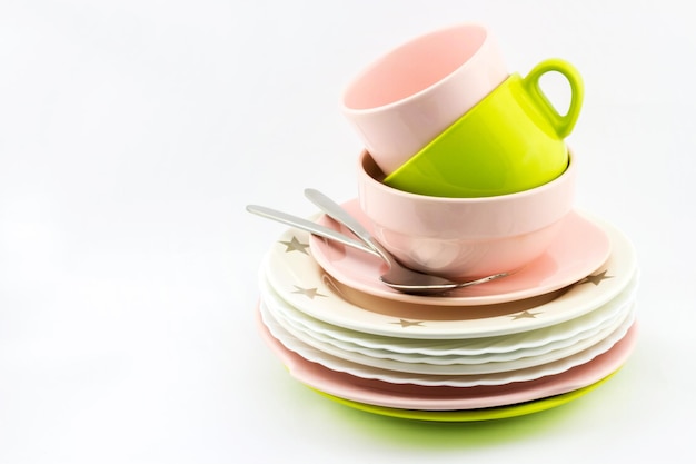 Stack of cups and plates