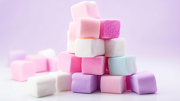 Stack of delicious homemade colorful marshmallows