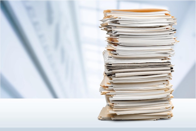 Stack of document papers on blur background