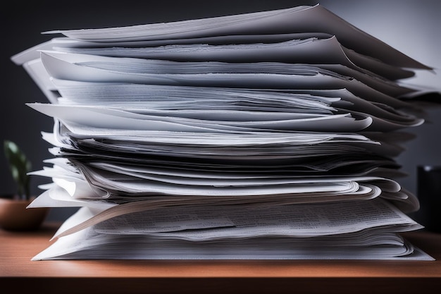 stack of documents on desk in office stack of documents on desk in office