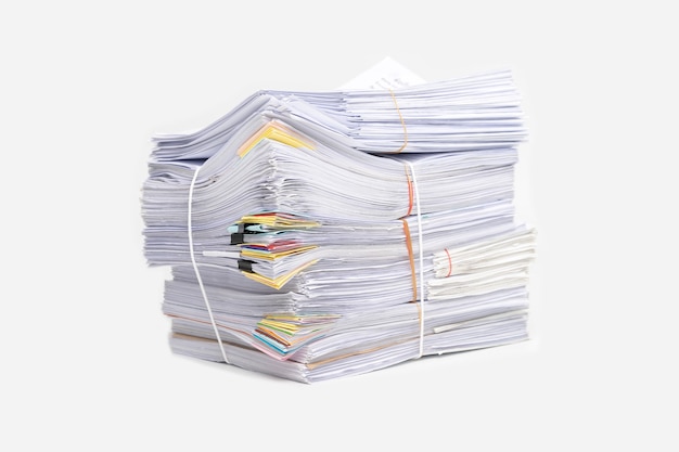 Stack of Documents isolated on white background. Documents pile.