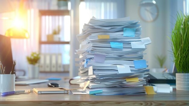 Stack of documents on the office deskCreated with Generative AI technology