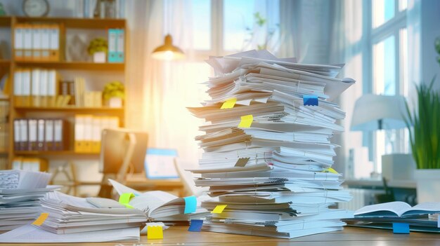 Stack of documents on the office deskCreated with Generative AI technology