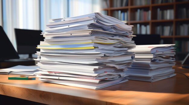 Stack of documents on the office deskCreated with Generative AI technology