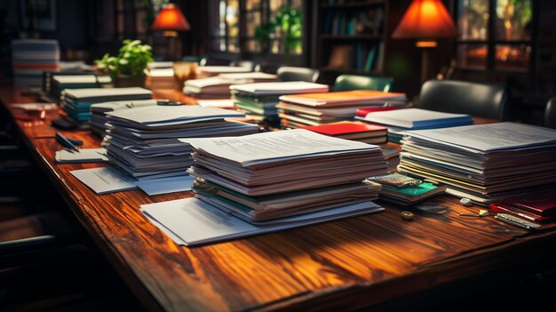 Photo stack of documents on the office table