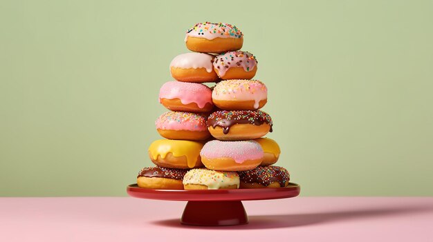 A stack of donuts with sprinkles on top of them