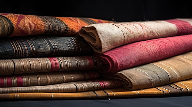 A stack of fabric with the word silk on it