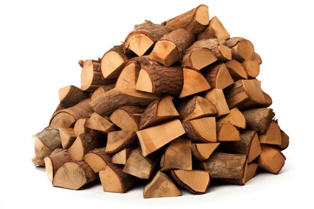 Stack of firewood isolated on white background