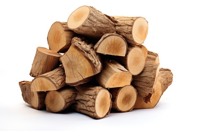 Stack of firewood isolated on white background