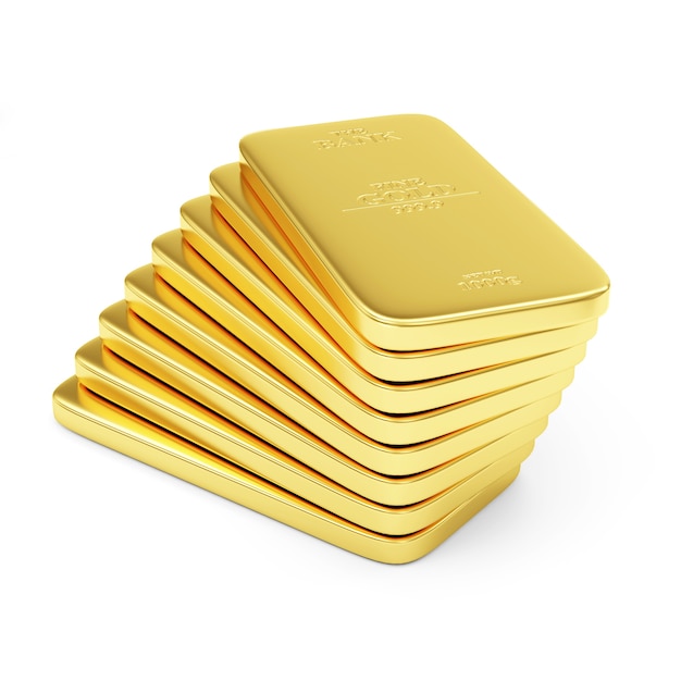 Stack of Flat Golden Barsisolated