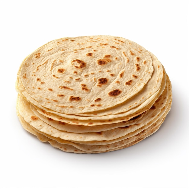 Photo stack of flatbread isolated on white background