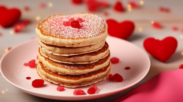 Stack of fluffy pancakes with syrop